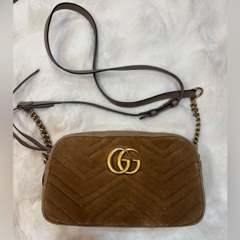 Gucci brown suede handbag / shoulder bag or crossbody